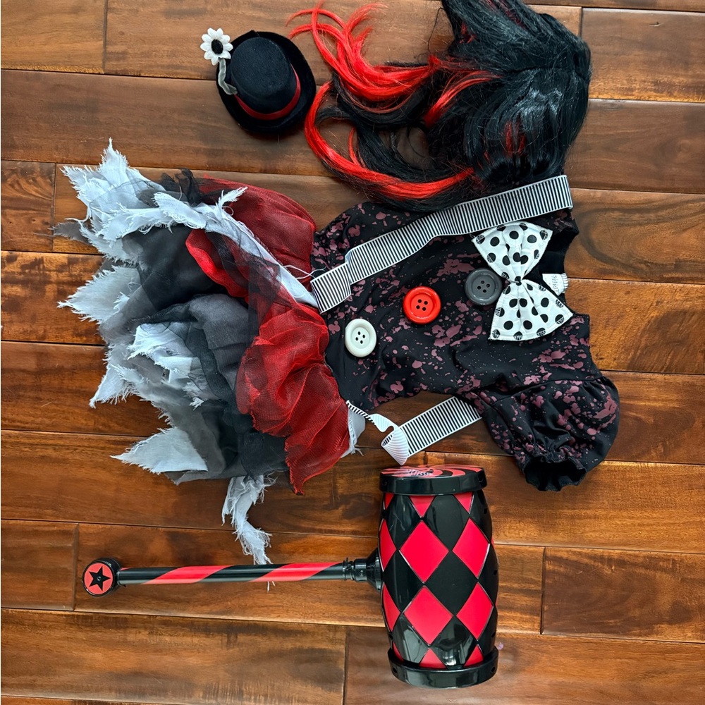 Spirit Harlequin Jester Costume for Kids - Black, Red, White